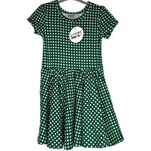 NEW Dot Dot Smile Green Window Pane Cap Sleeve Dress 2T